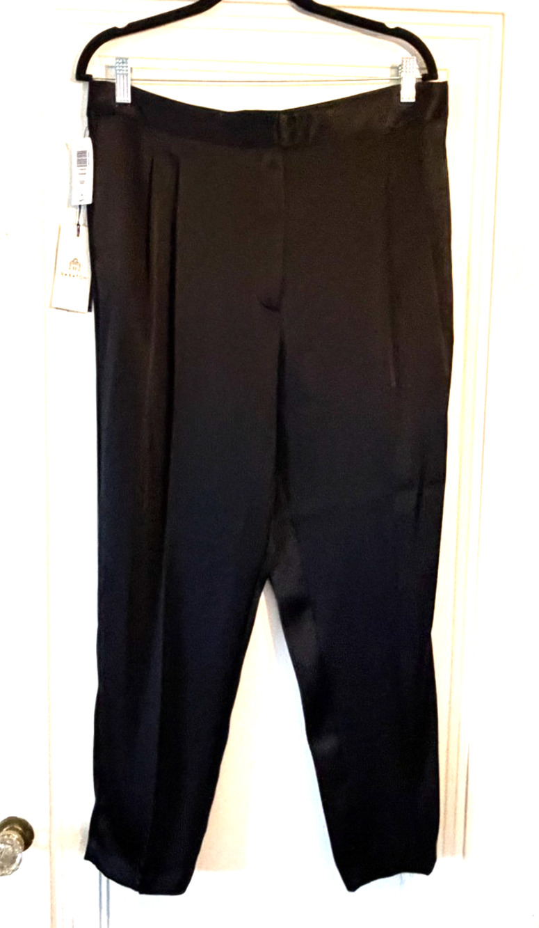 NWT Aritzia T Babaton Black Satin Dress Trousers, size 16